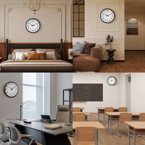 TIMESS 13-Inch Silent Non-Ticking Analog Wall Clock, Wood Brown - Image 6