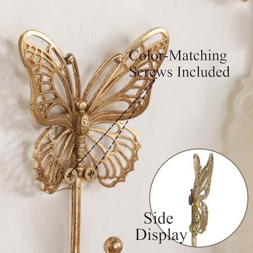 SOFFEE DESIGN 2PCS Gold Butterfly Wall Hooks, Openwork Metal Key Holders - Image 6