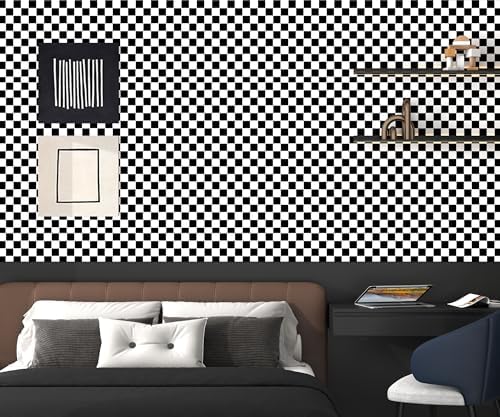 OSECAGE Modern Peel and Stick Wallpaper Checkered Contact Paper 17.7"x197" - Image 6