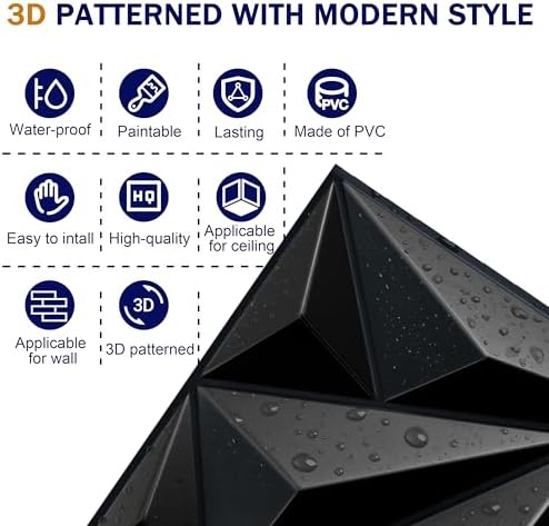 3D Wall Panels Black PVC Wall Panels - Image 4