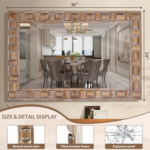36x24 Inch Rustic Rectangle Wall Mirror - Image 2