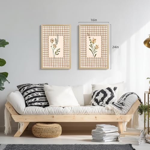 LERVR Wood Framed Vintage Floral Wall Art Set of 3, Rustic Farmhouse Flower - Image 6