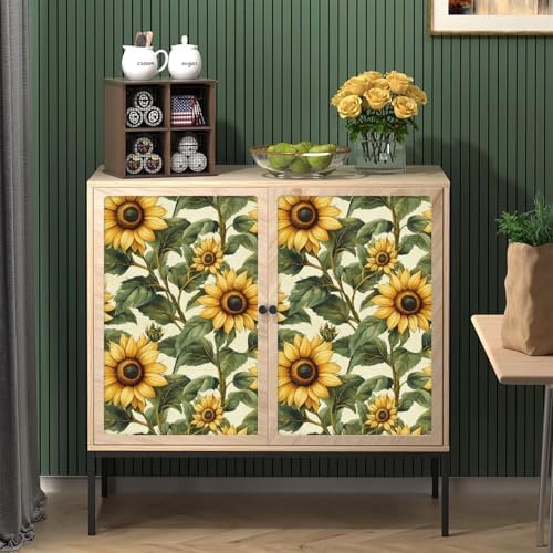 Sunflower Watercolor Wallpaper Peel and Stick 17.3"x393" Non-Woven Fabrics Self - Image 2