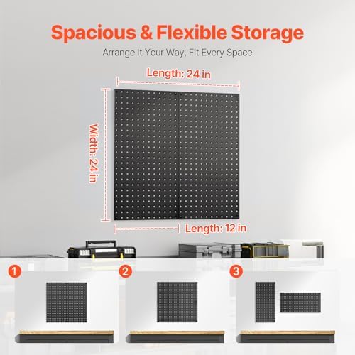 VEVOR Metal Pegboard Panels, 2 Panels, Heavy Duty Steel Peg Board Wall Organizer - Image 4