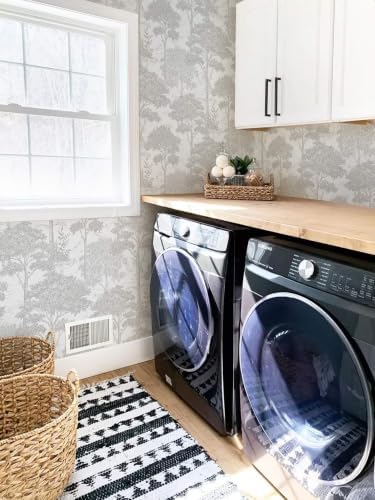 Ismoon Grey Peel Stick Wallpaper Forest Mural Toile Stick on Wallpaper - Image 3