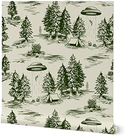 Spoonflower Alien Toile Peel and Stick Removable Wallpaper by Spoonflower