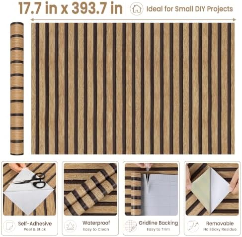 Abyssaly Brown Wood Slat Wall Panel Peel and Stick Wallpaper - Image 3