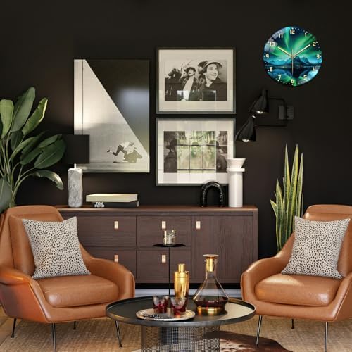 peacoblue Aurora Landscape Wall Clocks Battery Operated - Image 6