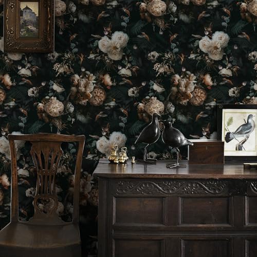 Floralplus Peel and Stick Wallpaper Removable Dark Floral Wallpaper - Image 6