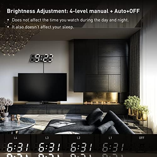 3D LED Desk & Wall Clock with Remote Control, 9.7 Inch - Image 4