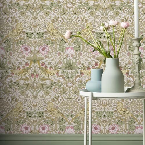 HueBurst William Morris Style Vintage Peel and Stick Wallpaper 17.7 x 800in - Image 3