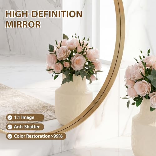 Sweetcrispy 24 Inch Round Bathroom Wall Mirror, Circle Vanity Mirror - Image 5