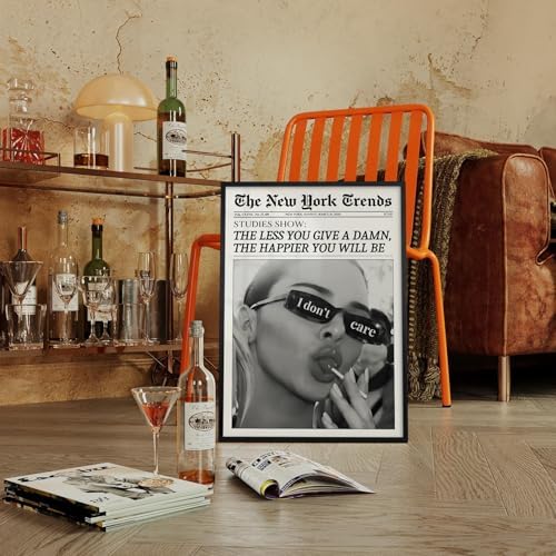 Trendy Black and White Newspaper Wall Art 12x16 in Black Framed Vintage - Image 2