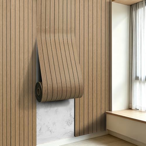 3D Peel and Stick Wall Panels PVC Grille Slat 394"x15.8" Self-Adhesive Wall by LOVADA