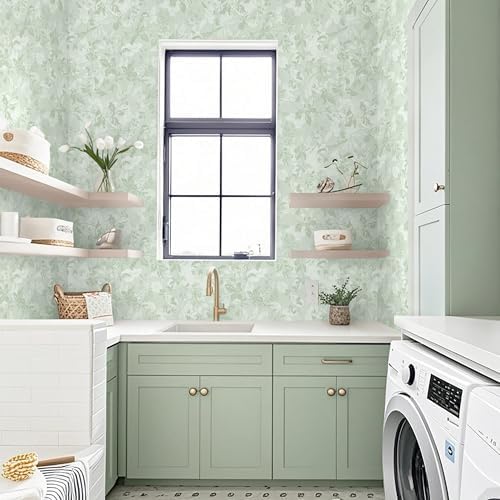 Dimoon 17.3" X 385" Peel and Stick Wallpaper Floral Boho Green Contact Paper - Image 7