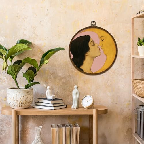 KLYTINK Retro Celestial Decor, Romantic Moon and Young Girl Round Wall Art - Image 4
