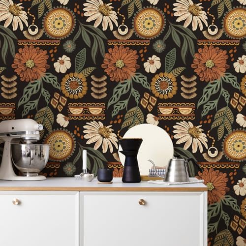 Simon&Siff Boho Floral Peel and Stick Wallpaper 17.3" x 800" - Image 5