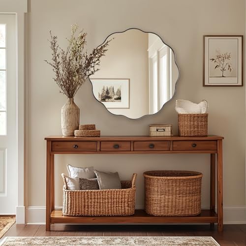 ANDY STAR Chrome Round Wall Mirror 30 inch, Polished Metal Frame Circle - Image 3