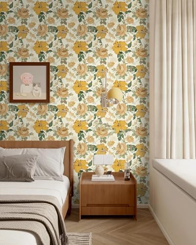 Hopepak 16.1'' x 394'' Floral Peel and Stick Wallpaper Modern Flower Contact - Image 3