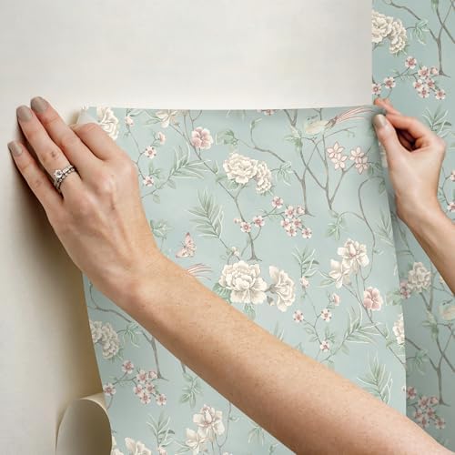 NuWallpaper Chinoiserie Garden Robins Egg Peel and Stick Wallpaper, Removable - Image 5