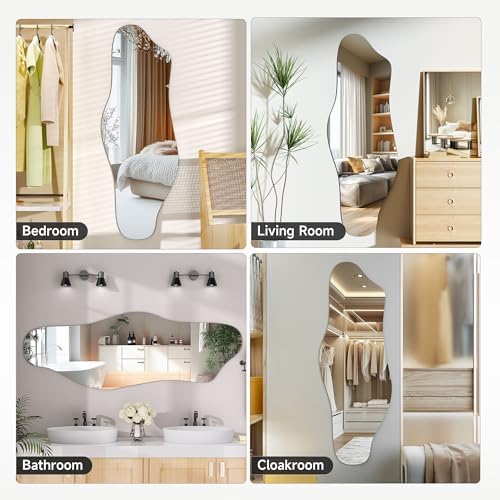 Hasipu 55"x20" Irregular Wall Mirror Frameless Asymmetrical Mirror - Image 6