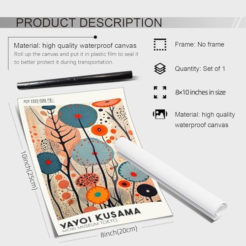 Yayoi. Kusama Wall Art Vintage Japanese Posters Prints Tokyo Aesthetic Painting - Image 2