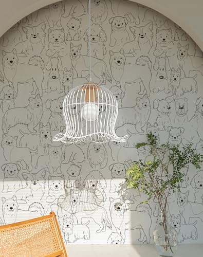 Nursery Wallpaper Black and White Dog Animals Peel and Stick Self-Adhesive - Image 5