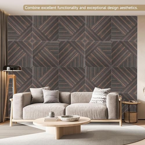 Acoustic Panels, 6 Pack 23.6" x 23.6", Sound Panels, Rustic Walnut - Image 3