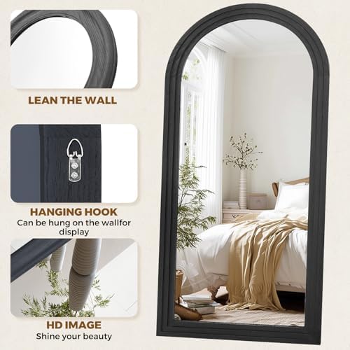 71x32 Arched Full Length Mirror, Solid Wood 3 Layer Frame - Image 3