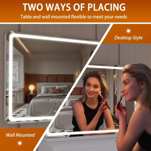 Hasipu Vanity Mirror with Lights, 31.5" x 22" LED Makeup Mirror, Lighted Makeup - Image 4