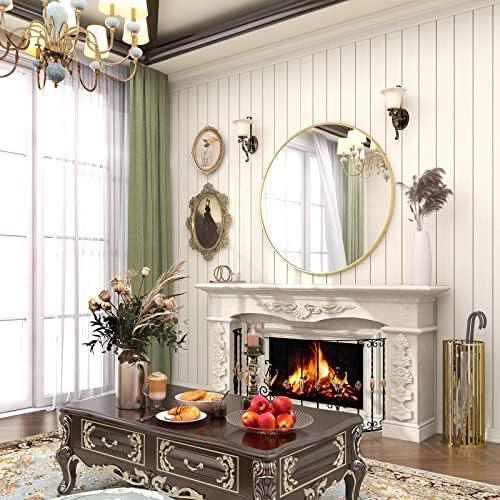 BEAUTYPEAK 30 Inch Round Mirror, Metal Frame Circle Mirror - Image 2