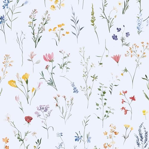 ILHIIOR Colorful Floral Peel and Stick Wallpaper Boho 17.5 x 393 Inches by ILHIIOR