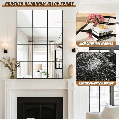 Antok Wall Mirror, Metal Framed Wall Mounted Mirror, Hanging or Leaning - Image 5