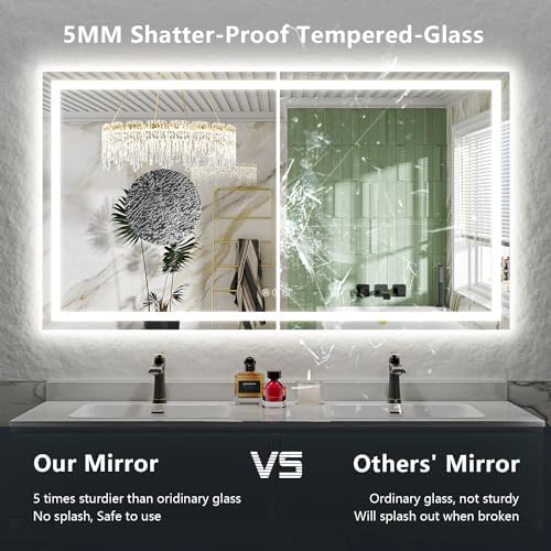 66x36 LED Bathroom Mirror with Lights, Lighted Vanity Mirror - Image 6