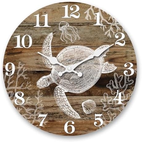XFM Vintage Sea Turtle Wall Clock 12 Inch Nautical Beach Theme by XFMWallClock