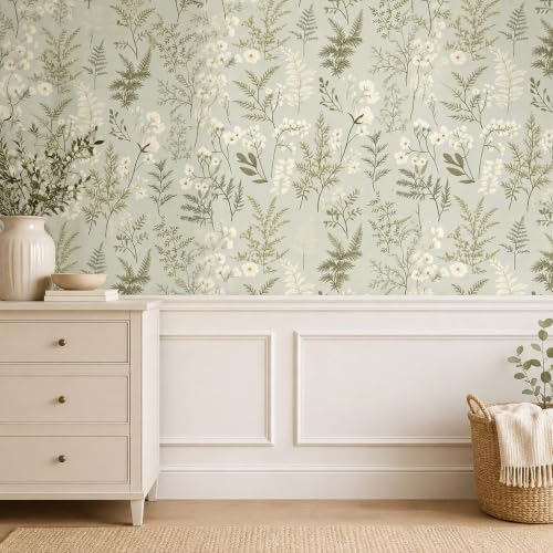 Green Botanical Floral Peel and Stick Wallpaper 17.7"x393.7" - Image 5