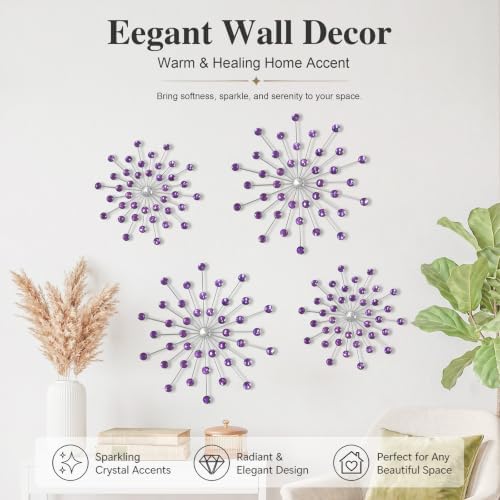 ZEXUIRU 4 Set Silver Starburst Wall Art - Image 2