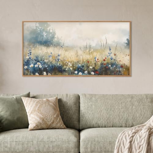 Celestdeco Nature Wildflower Framed Canvas Wall Art Set, Pastoral Landscape - Image 2