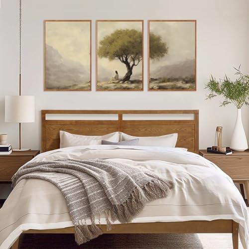 HLNIUC Jesus Sitting Under Olive Tree Canvas Wall Art, Religious Christian Wall - Image 2