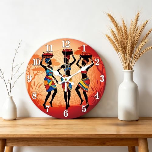 African Women Wall Clock Silent Non-Ticking 12" - Image 7