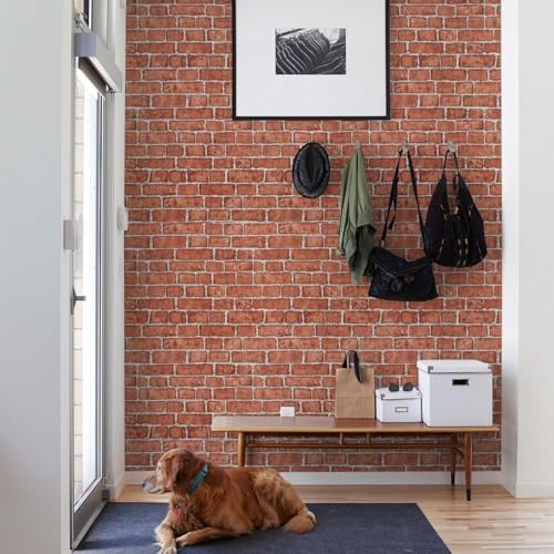 Cohoo Home Red Brick Wallpaper Peel and Stick Contact Paper Faux 591”×18” - Image 2