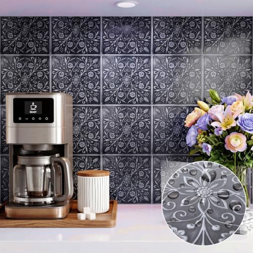 36 Pack of 8 x 8" Wallpaper Tiles Peel and Stick in Silver Leaves Design - Image 5