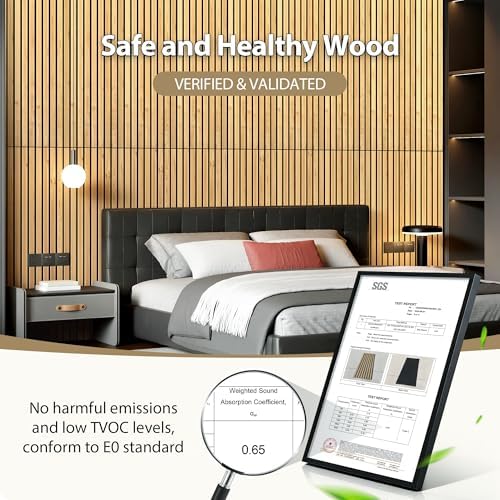 INMOZATA Peel and Stick Acoustic Wood Slat Wall Panels Nature Oak - Image 2