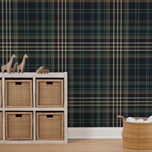 Spoonflower Autumn Plaid Dark Peel and Stick Wallpaper - Image 7