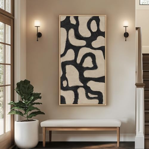 Framed Neutral Modern Abstract Horizontal Wall Art - Image 3