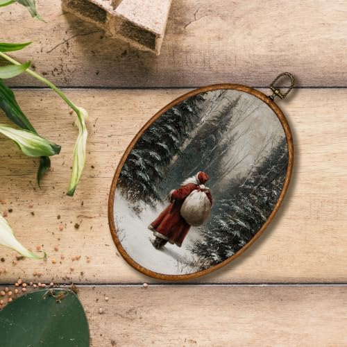 KSDUT Vintage Santa Claus Christmas Oval Wall Art 8.6"x11.4" - Image 4
