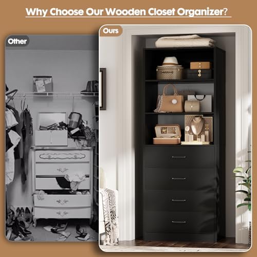 Aheaplus Closet Drawers System, 21.3" Wood Closet Organizer - Image 7