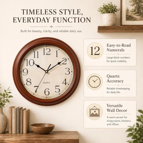 KECYET Wall Clocks Battery Operated Silent Small Vintage - Image 3