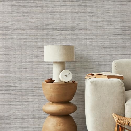 Beige Grasscloth Peel and Stick Wallpaper Textured 17.3in x 393.7in - Image 2