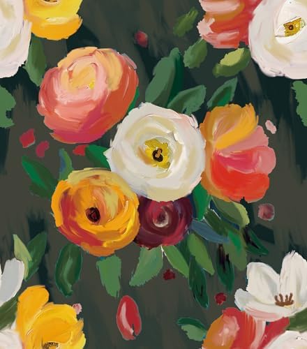 17.7" x 197" Boho Floral Peel and Stick Wallpaper Vintage Flower Contact Paper by Virefana